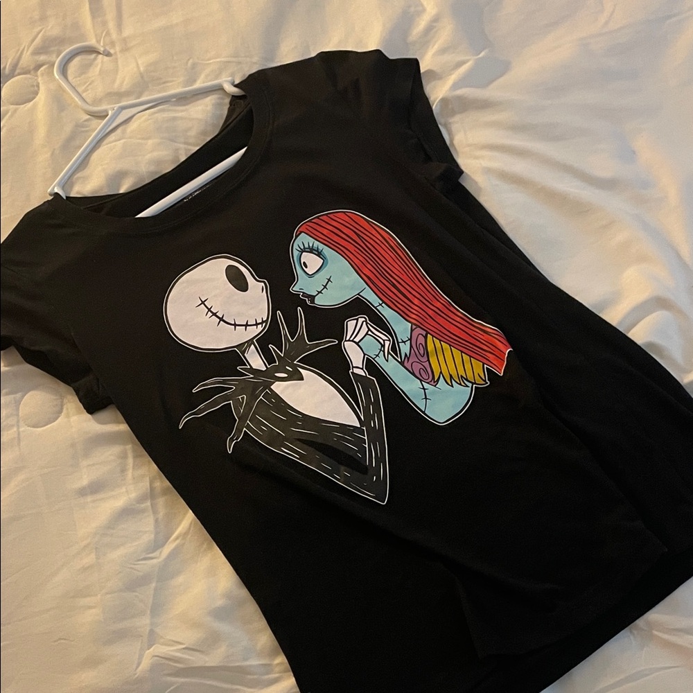 Disney Black Tee with Jack and Sally Design